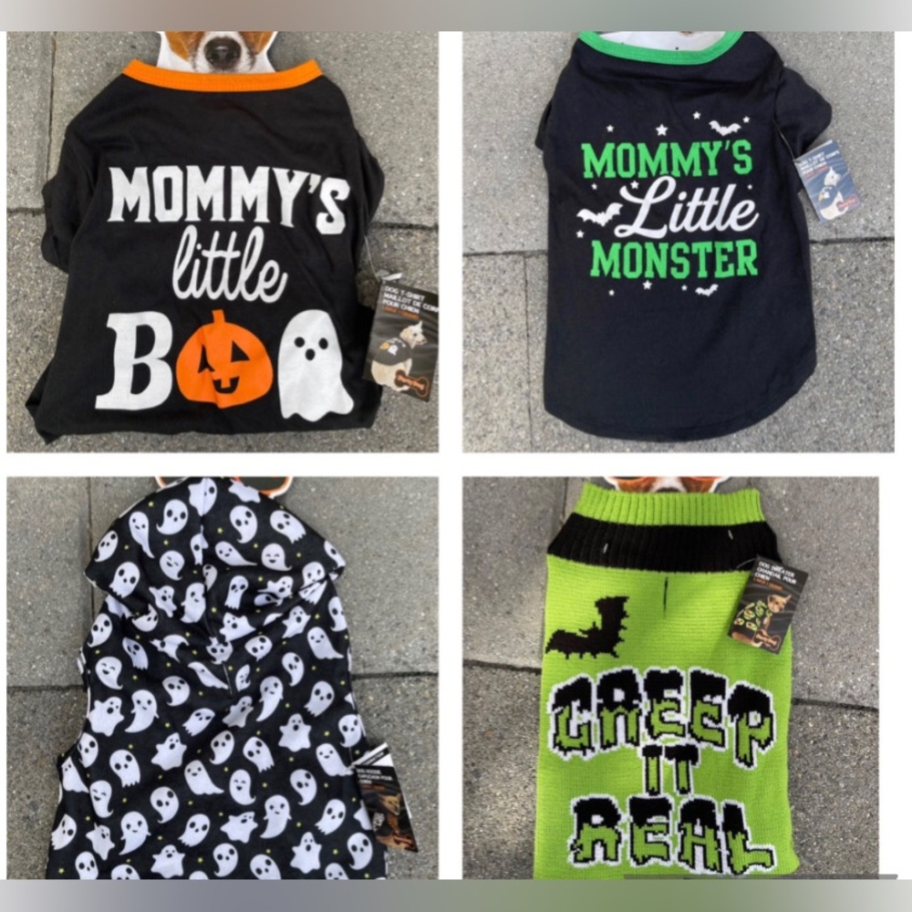 Set Of 4 Dog Size Large (21-24” Chest) Halloween Shirts/hoodie/sweater Bundle!